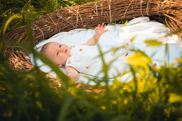 Ψυχολογία της οικογένειας. Βρέφος developmentl ψυχολογία. Νεογέννητο μωρό σε βρεφική κούνια. Παιδιατρική φροντίδα για το νεογέννητο μωρό. Οικογενειακή θεραπεία φροντίδα και υγεία — Φωτογραφία Αρχείου