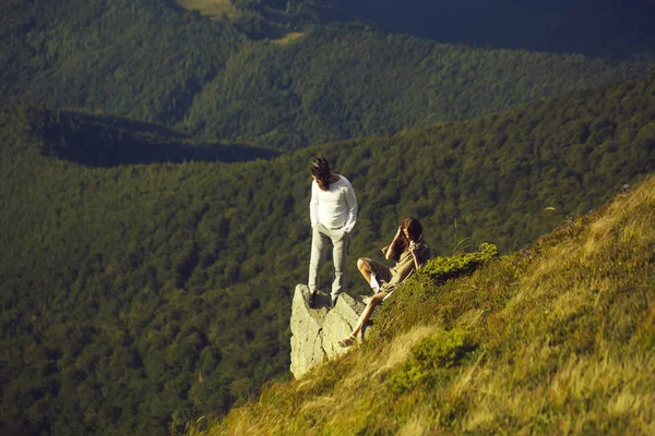 Romantic couple on mountain top