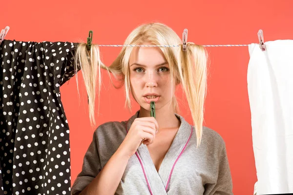 stressed retro housewife. Maid or housewife cares about house. Multitasking mom. Performing Different Household Duties. Busy mother. Vintage housekeeper woman. Gender inequality