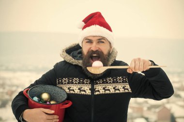 Noel Baba adam yeme xmas topları karlı manzara