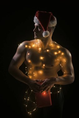 Erkek ya da seksi sporcu adam xmas ara.