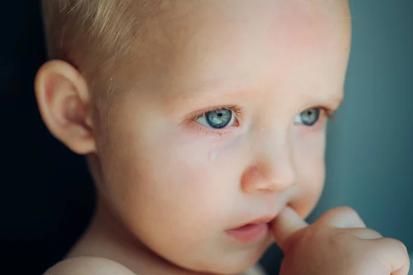 Des Larmes Amères Petit Bébé Pleure Est Bébé Qui Pleure — Photo