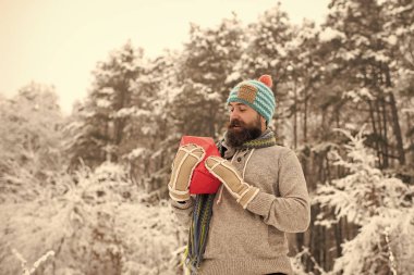 Sakallı adam santa şapka, yeni yıl.