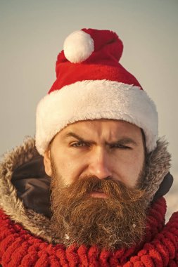 santa claus şapka uzun sakallı Noel adam