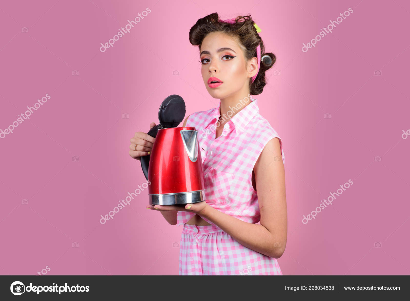 Pinup Girl With Fashion Hair Pin Up Woman With Trendy Makeup