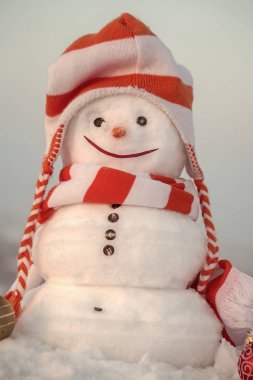 Kardan adam ile şapka ve atkı