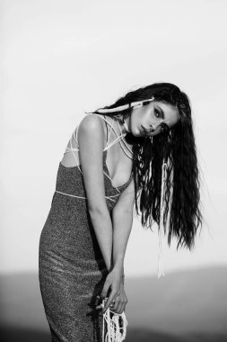 kız ya da kadın ile parlak moda makyaj moda fotoğrafı