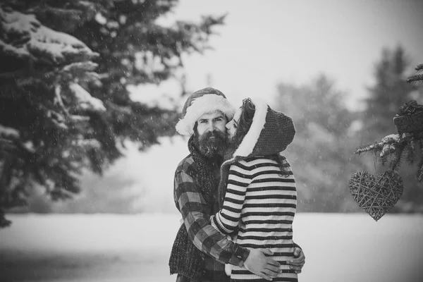 Christmas couple of happy man and woman. — Stock Photo, Image