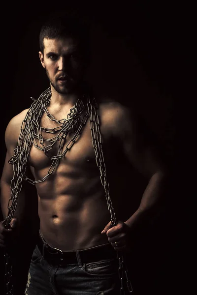 Homem muscular com corda — Fotografia de Stock