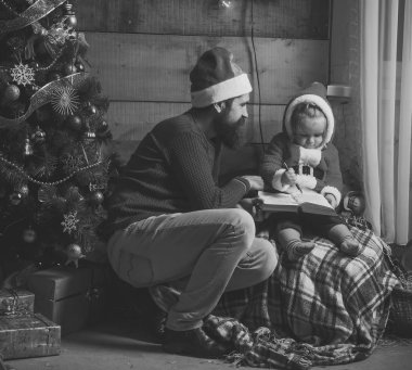 Noel Baba çocuk ve sakallı adam, Noel ağacı.