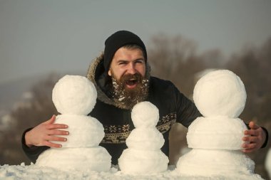 Noel Baba hipster ceket ve kardan adam.