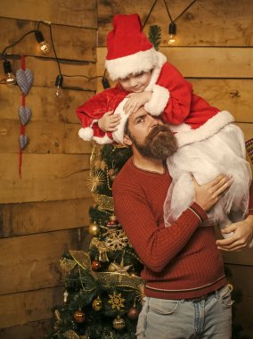 Noel Baba çocuk ve sakallı adam, Noel ağacı.