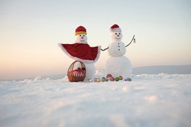 Sepet mevcut kutusunda çiftle kardan adam