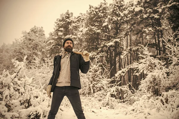 Cuidado de la piel y la barba en invierno, barba caliente en invierno . — Foto de Stock