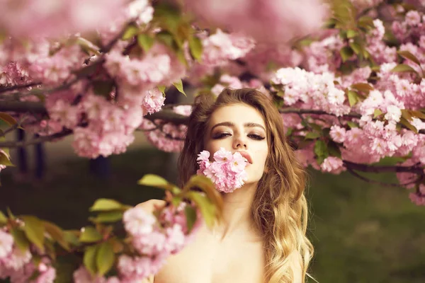 Femme sensuelle en fleurs — Photo