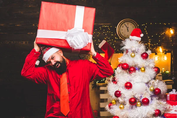 Χριστούγεννα πώληση. Πώληση νέου έτους. Αστεία Santa Claus. Χριστούγεννα προετοιμασία. Χριστουγεννιάτικη γιορτή διακοπών. Πάρτι χριστουγεννιάτικο. — Φωτογραφία Αρχείου