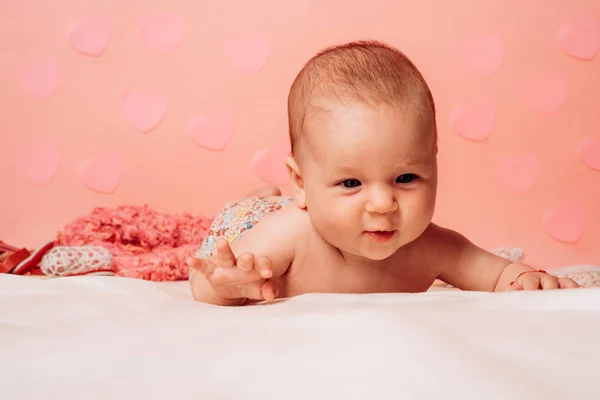 Feeling fresh and happy. Family. Child care. Childrens day. Small girl with cute face. parenting. Sweet little baby. New life and baby birth. Portrait of happy little child. Childhood and happiness — Stock Photo, Image