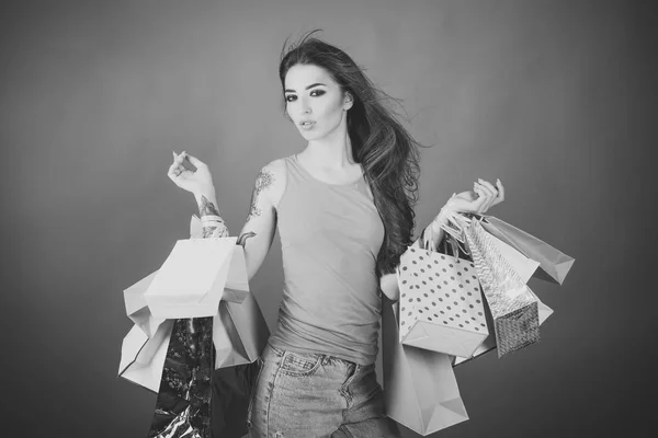 Woman shopper with shopping bags, purchase — Stock Photo, Image