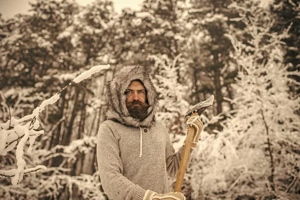 Cura della pelle e della barba in inverno, barba calda in inverno . — Foto Stock