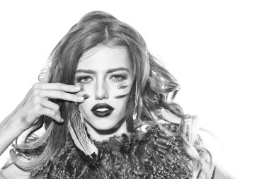 Kızılderili tüy ve makyaj kadın ile