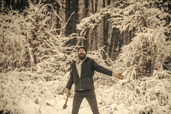 Huidverzorging Baard Zorg Winter Baard Warm Winter Bebaarde Man Met — Stockfoto