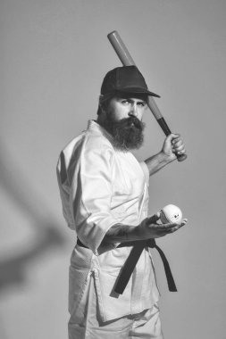 kimono, kapağı, yeşil beyzbol sopası, Top sakallı karate erkekte