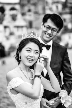 Çin sevimli genç yeni evliler