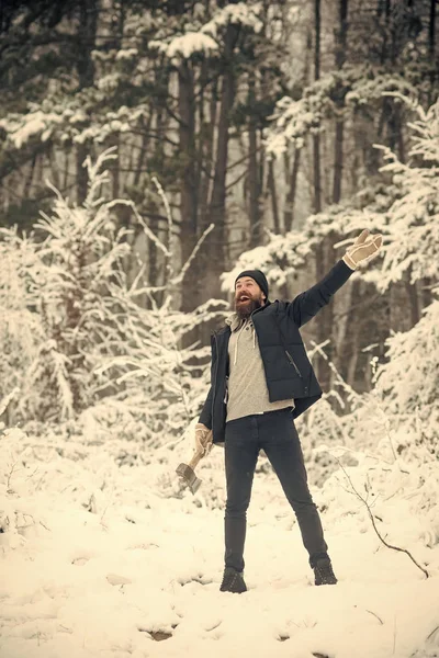 Huidverzorging en baard verzorging in de winter, baard warm in de winter. — Stockfoto