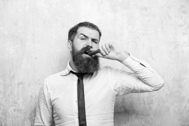 hipster ciddi bir yüz yasaktır puro üzerinde