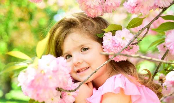 Pascua. cara y cuidado de la piel. alergia a las flores. Moda de verano. Feliz infancia. Primavera. pronóstico del tiempo. Un niño pequeño. Belleza natural. Día de los niños. Niña en primavera soleada . —  Fotos de Stock