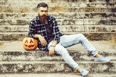 Cadılar Bayramı Balkabağı adamla sakallı