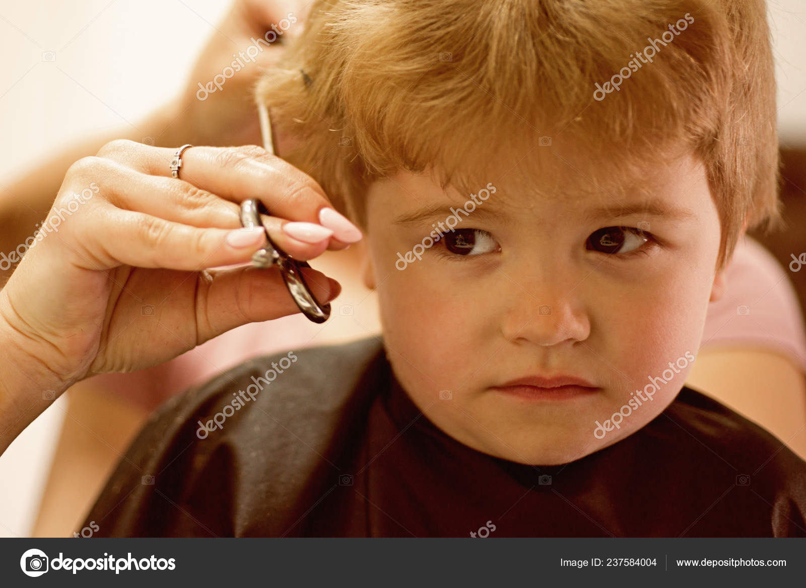 Rough Fringe Cut Little Child Given Haircut Small Child In