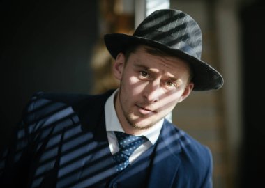 Small business concept. Businessman work in accountant office. Economy and finance. Man bookkeeper. Man in suit. Mafia. Making money. Money transaction. Retro man. Confident business expert