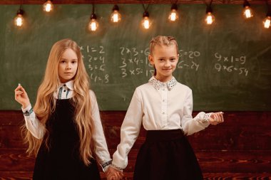 İşbirliği. okulda iki kız işbirliği. işbirliği en iyi sonucu için bir anahtardır. işbirliği ve problem çözme.