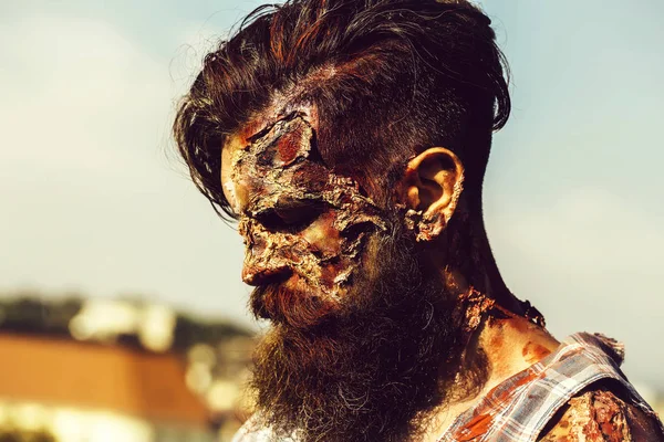 Bearded zombie man — Stock Photo, Image