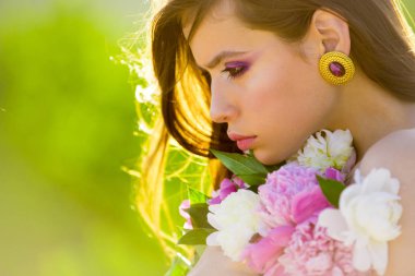 Natural beauty and spa therapy. Spring woman. Springtime and vacation. Summer girl with long hair. Woman with fashion makeup. face and skincare. Travel in summer. mothers day