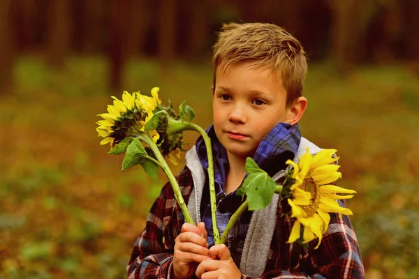 Маленький мальчик держит цветы на женский день. Мальчик празднует женский день. Празднование международного женского дня. Равные права для женщин каждый день — стоковое фото