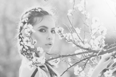 kiraz ağacı bahar çiçeği ve çiçekler güzel kız