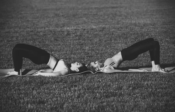 Le donne sportive fanno esercizi di yoga, allenamento — Foto Stock