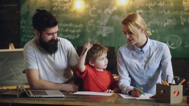 Bildung Wissenschaft Technologie Kinder Und Menschen Lehrer Klassenzimmer Lehrer Und — Stockvideo