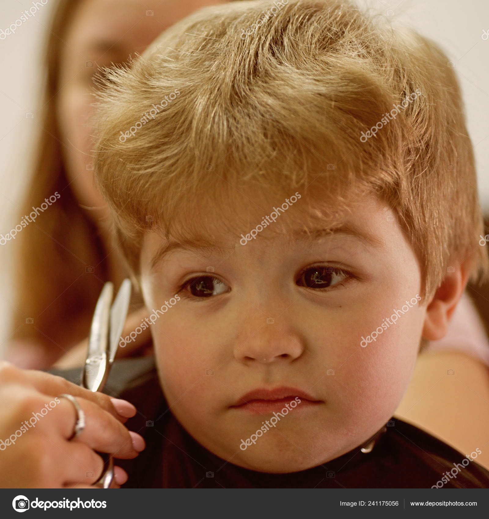 Styling And Cutting Kids Hair Small Child In Hairdressing Salon