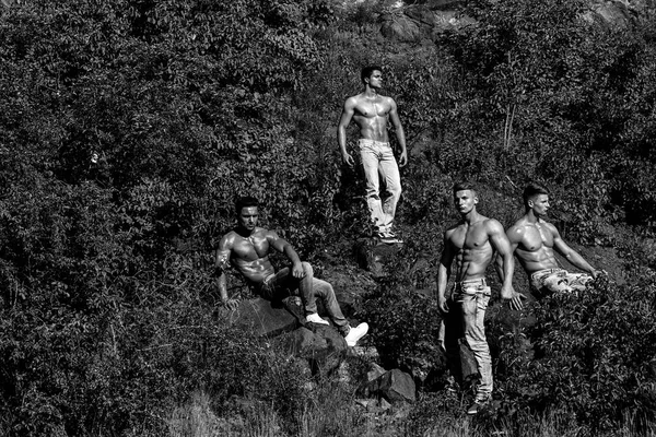 Hombres con muscular sexy cuerpo al aire libre — Foto de Stock