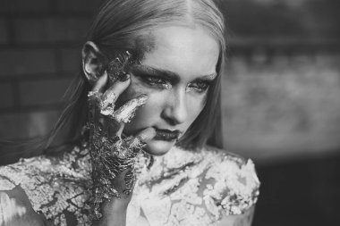 Kız moda, güzellik, göz, saç