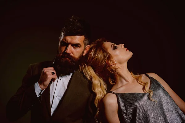 The perfect date. Happy valentines day. Couple in love. Bearded man and sexy woman on first date. Couple of man and woman date on valentines day. Love is without reason — Φωτογραφία Αρχείου