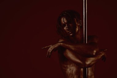 Pilon üzerinde dans. gümüş gövde erkek kutup dans, alanı Kopyala.