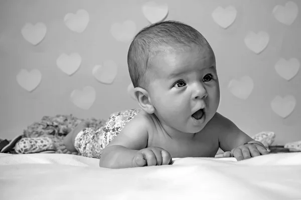 So interesting to explore my home with mommy. Small girl with cute face. parenting. Portrait of happy little child. Sweet little baby. New life and baby birth. Family. Child care. Childrens day — Stock Photo, Image