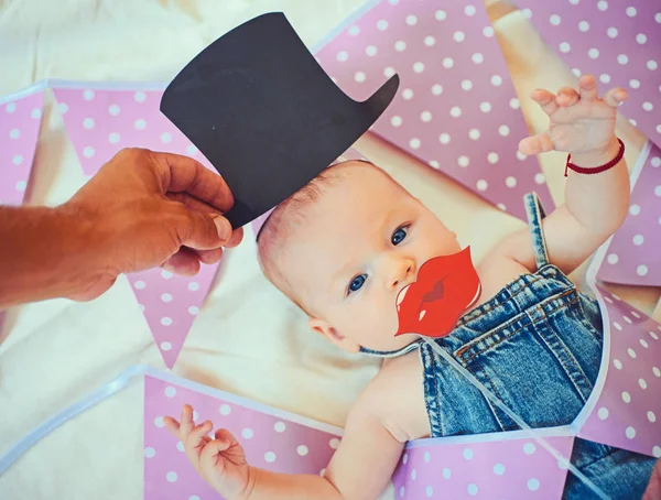 Birthday party. Childhood happiness. Portrait of happy little child. Family. Child care. Childrens day. Small girl. Happy birthday. Sweet little baby. New life and birth