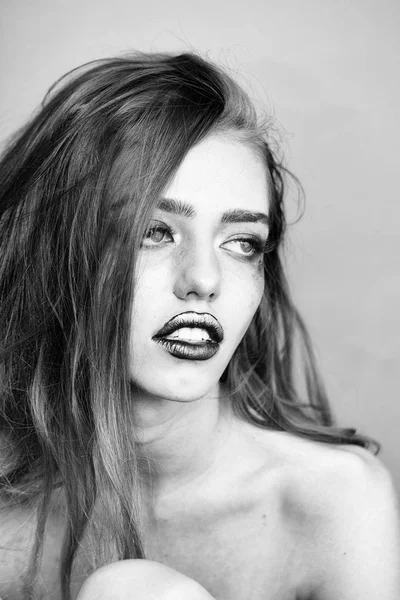 Turuncu makyaj closeup kızla — Stok fotoğraf