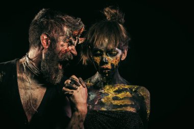 Cadılar Bayramı hipster şeytan Not kafatası makyaj ile kız