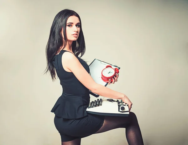 Seductive Secretary Holding Clipboard And Typewriter In Her Hands Side View Beautiful Brunette Standing With Her Leg Bent Isolated On Gray Background Stock Images Page Everypixel Seductive Secretary Holding Clipboard And Typewriter In Her Hands Side View Beautiful Brunette Standing With Her Leg Bent Isolated On Gray Background Stock Images Page Everypixel
